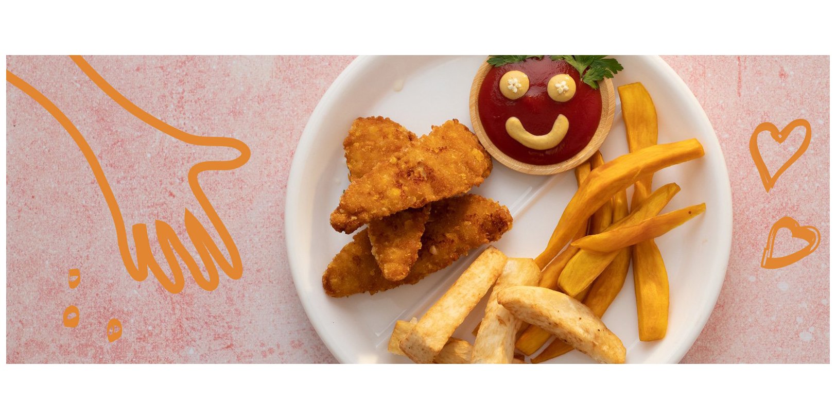 Aiguillettes de poulet panées et frites de légumes pays