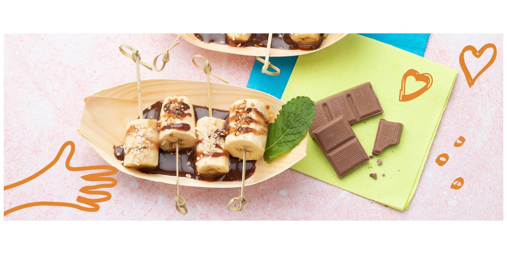 Brochettes de banane et chocolat