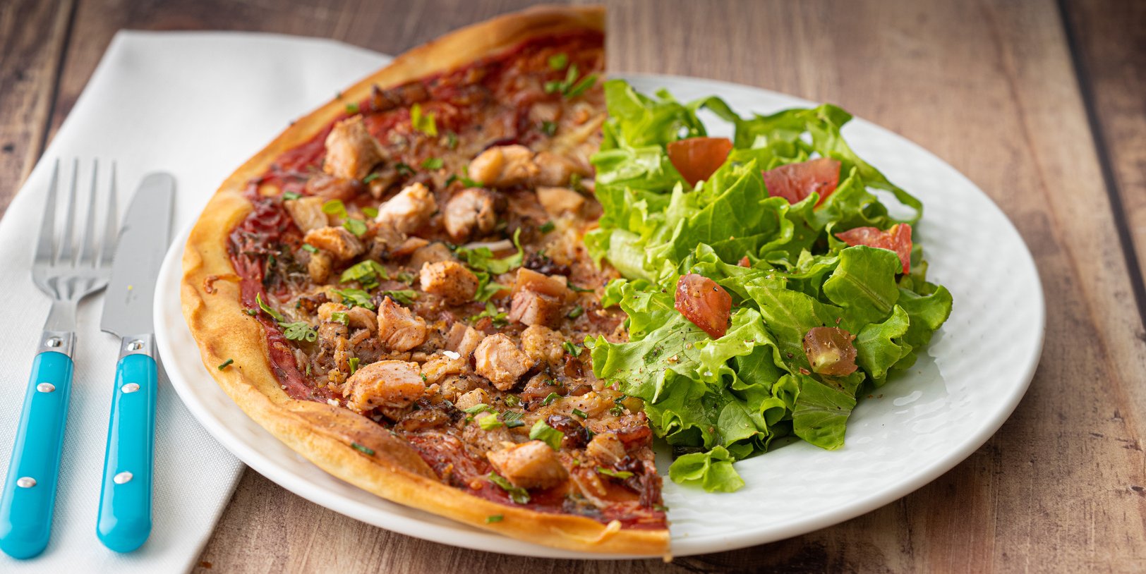 Pizza poulet basilic